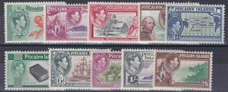 PITCAIRN ISLANDS 1940 - 51   SET OF 10  MH  CAT £75