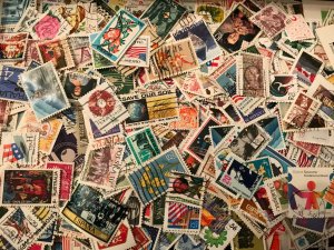 ~~VINTAGE TREASURES~~  40 WORLD STAMPS OFF-PAPER Different Size Issues