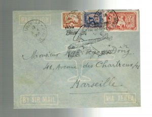 1950 Saigon Vietnam airmail FFC cover to France 20th anniversary of first flight