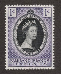 FALKLAND DEPENDENCIES 1953 Coronation; Scott 1L18, SG G25; MNH