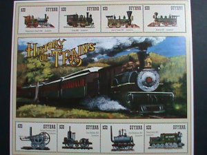 ​GUYANA STAMP-WORLD HISTORY OF THE TRAINS MNH SHEET VERY FINE #2