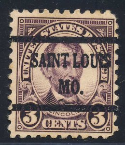 Saint Louis MO, 584-43 Bureau Precancel, 3¢ Lincoln