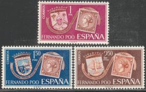 FERNANDO POO 251-253, CENTENARY OF THE FIRST POSTAGE STAMP, MNH VF. (33)