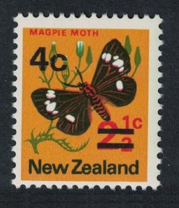 New Zealand Magpie Moth Ovpt Typo Thin Bars 1973 MNH SG#957b