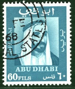 Gulf States UAE ABU DHABI Stamp 60f 1968 Used ex Old-time Collection BBLUE120