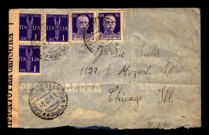 Italy 1941 Censor Cover to USA / Creases / Stamp Lifting - L5800