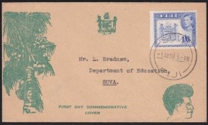 FIJI 1950 GVI 1/6d on commem FDC ex Suva...................................B2823