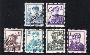 Romania 1955 3b to 1 l Workers, Scott 1024-1026, 1028-1030 CTO, value = $1.50