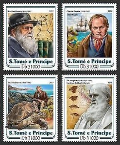 2017 S.Tome&Principe - Charles Darwin. Scott Code: 3350-3353