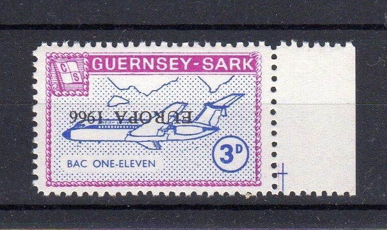 GUERNSEY-SARK 3d EUROPA 1966 UNMOUNTED MINT WITH OVERPRINT INVERTED