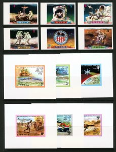 Liberia #599 - #604, #663 - #668 1972-1974 Imperf Error Sets, Rare