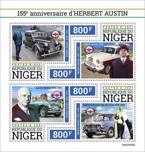 Niger - 2021 Herbert Austin Automobiles - 4 Stamp Sheet - NIG210329a