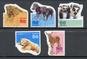 Japan 3596 a-e  Used, 80 yen World Animal Set from 2013