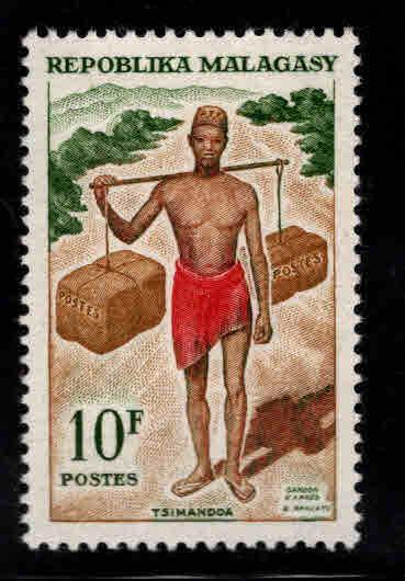 Madagascar Scott 373 MH* mail carrier  stamp