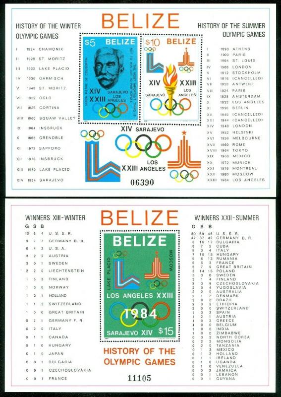 EDW1949SELL : BELIZE 1981 Scott #561-2 Olympics. Very Fine, Mint NH. Cat $100.00