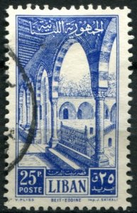 Lebanon Sc#282 Used, 25p vio bl, Gallery in Beit-et-Din Palace (1954)