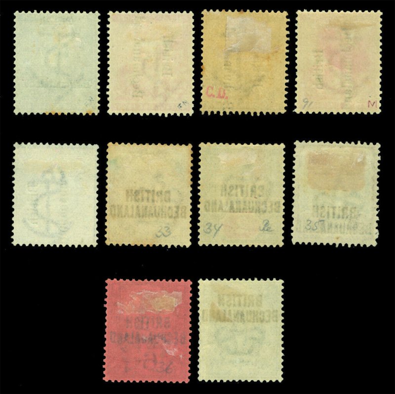 BECHUANALAND 1889-95 Victoria,Hope Seated stamps Surch. Sc #29-39(no #30)mint MH 