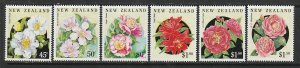 1992 New Zealand - Sc 1110-5 - MNH VF - 6 singles - Camellias