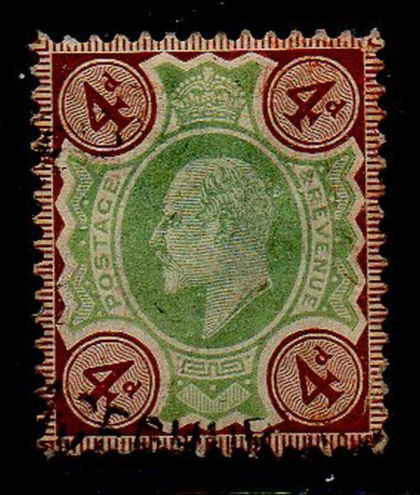 Great Brirain Sc 133 1902 4d gray brown & green Edward VII stamp used
