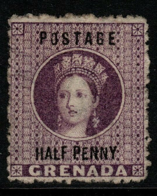 GRENADA SG21d 1881 ½d DEEP MAUVE NO HYPHEN VARIETY MTD MINT