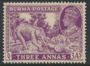 Burma SG 26   SC# 26  Elephant  Teak Logs MLH see details / scans