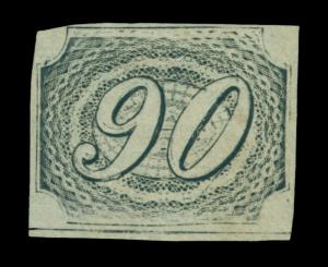 BRAZIL 1844 INCLINADOS 90reis black - Type IIa Sc # 10 mint MH VF - sheet bottom