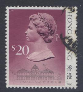 Hong Kong - Scott 503c - QEII - Definitive 1990- FU - Single $20.00c Stamp