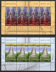 Moldova 2018 MNH Bridges Europa 2x 4v M/S in Folder Trains Architecture Stamps