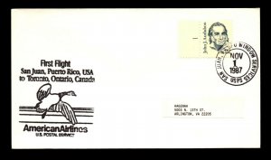 1987 American Airlines FFC San Juan PR to Toronto - L16860
