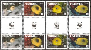 Penrhyn Cook Islands 2017 WWF Fishes Butterfly fish 4 Gutte Pairs MNH