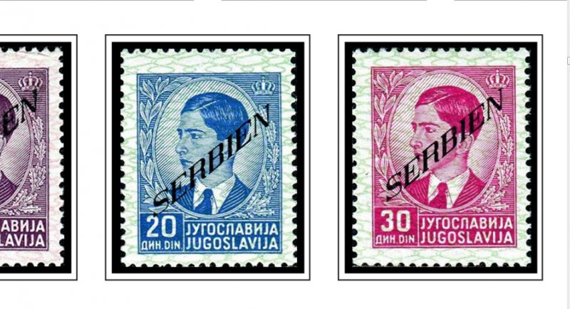 COLOR PRINTED OCCUPIED SERBIA +  YUGOSLAVIA 1941-1945 STAMP ALBUM PAGES (23 pgs)