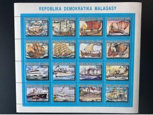 Madagascar 1990 / 1993 Mi. 1462 - 1477 sheet small bow navires ships ships-