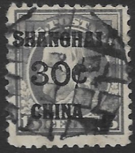 US   K-12   1919   SHANHAI 30C CHINA op   on  15c  ( bent corner T R )