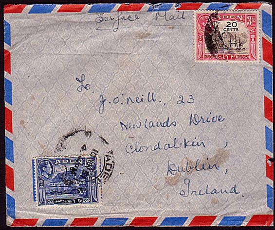 ADEN 1951 airmail cover to Ireland.......................32662