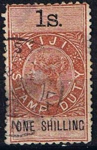 Fiji,Sc.# used  1 Sh Stamp Duty. Queen Victoria (1819-1901)