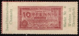 1920 German Poster Stamp Bund International Chemnitz Advertising Duty Of Honor