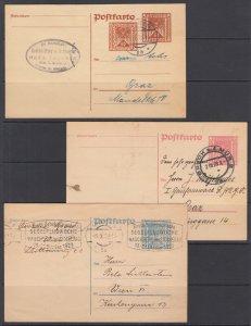 Austria Mi P256, P259, P262 used 1922 Postal Cards, 3 diff F-VF