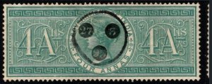 1886 India Government Special Adhesive Revenue Stamp 4 Annas Queen Victoria Used