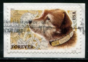 4547 US (44c) Owney the Postal Dog SA, used on paper