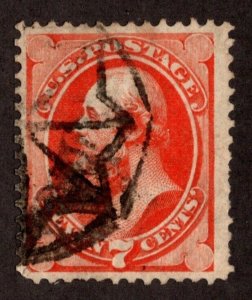 KAPPYSstamp US REGULAR ISSUE 1873 SCOTT 160 $.07 NYC CANCEL CV $90 VT46