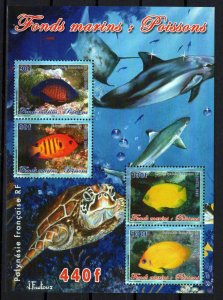 French Polynesia 896a MNH Marine Life Fish Turtles Sharks ZAYIX 0524M0218