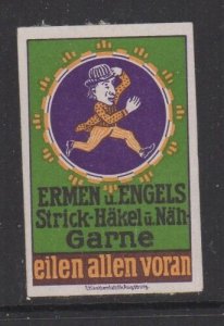 Germany- Ermen & Engels Brand Yarns Advertising Stamp, Man in Hat Running -MH OG 