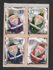 #3883-86 MNH Santa Ornaments Block of 4