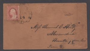 **US 19th Century Cover Scott # 10a, Tallahassee, FL,  Jan 14th CDS