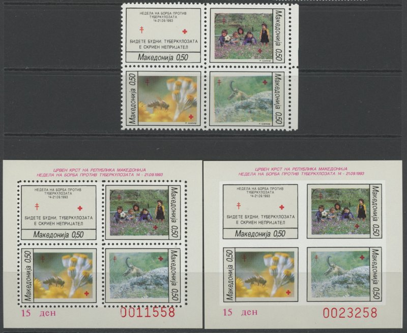 Macedonia RA 40-3 and souvenir sheets ** mint NH   (2301 250)