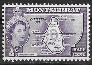 Montserrat # 128 QE II Definitive   ½-cent  (1)  VLH Unused