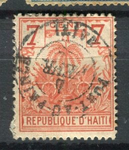 HAITI; 1890s classic Palm Tree issue fine used 7c. value