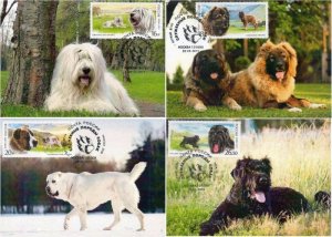 Russia Russland Russie 2015 Fauna Service dogs breeds set of 4 maxicards