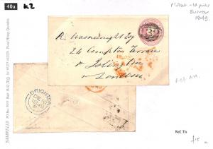 GB PENNY PINK Cover 1849 1d Embossed STO Postal Stationery Envelope Sussex GK2