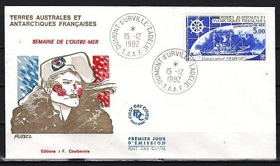 French Antarctic, Scott cat C71. Charcot Ship issue. First day cover.